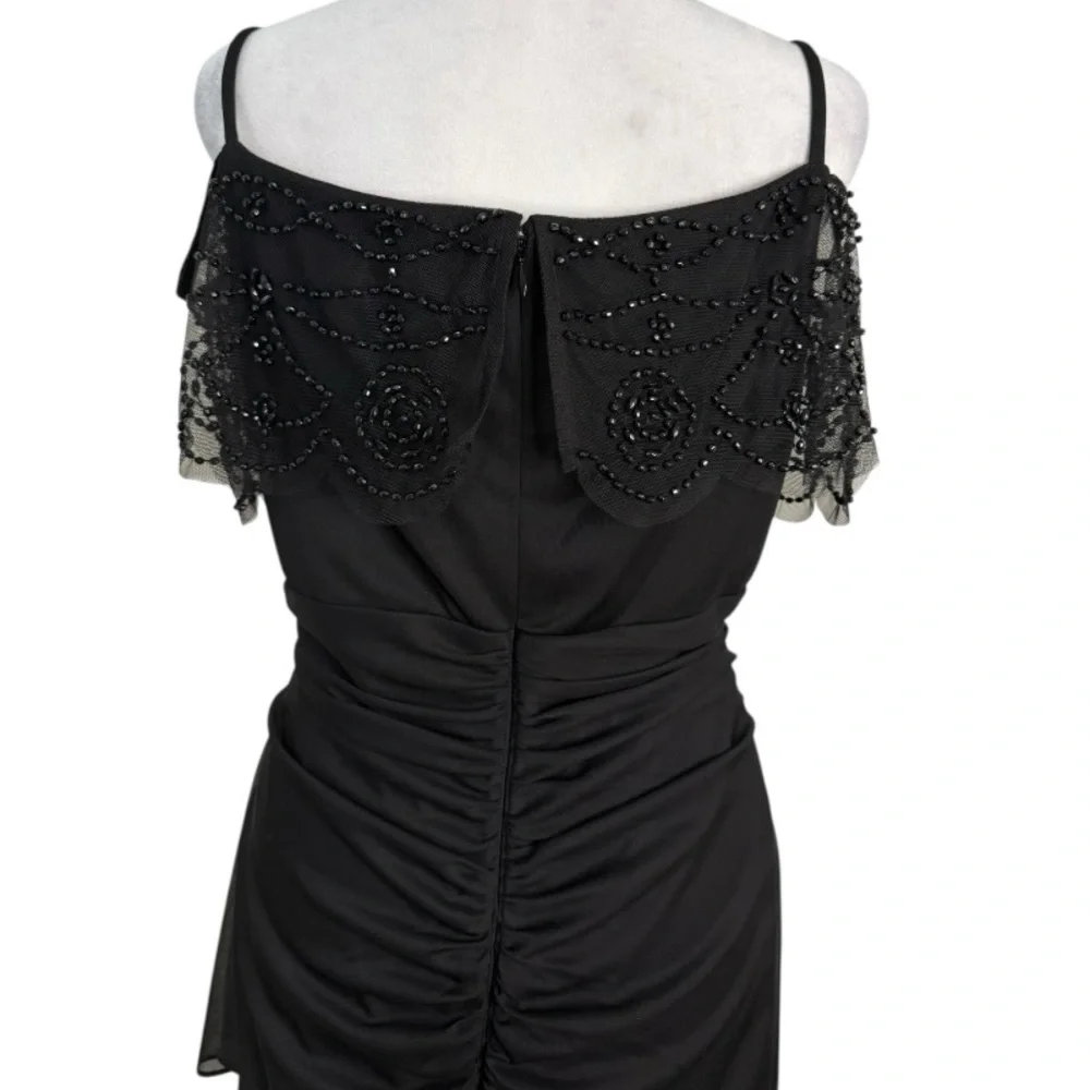 NWT DJ Jaz Black Embellished Cold Shoulder Jersey Sheath Dress Size 14